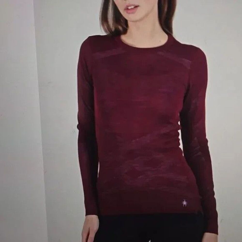 Smartwool Intraknit Thermal 200 Merino Base Layer Womens Size Medium Maroon Crew